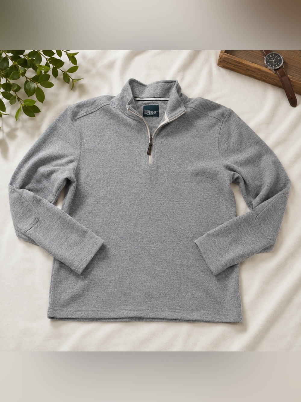 Original Supersoft Bruno Milano Gray Quarter Zip Pullover Men’s Large